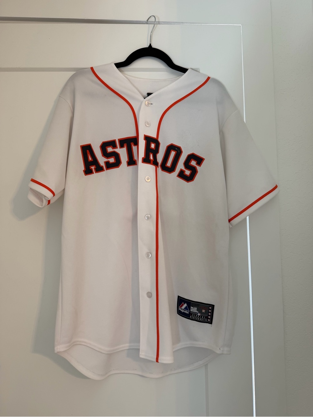 Majestic Houston Astros White and Orange Button Front Jersey